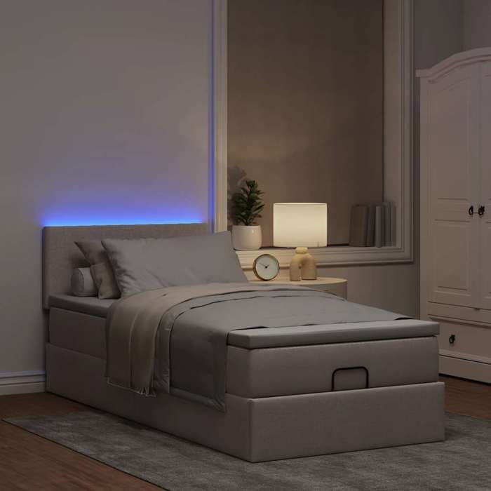 Exclusive House - Ottoman Bed with Taupe Mattress 100x200 Cm Fabric