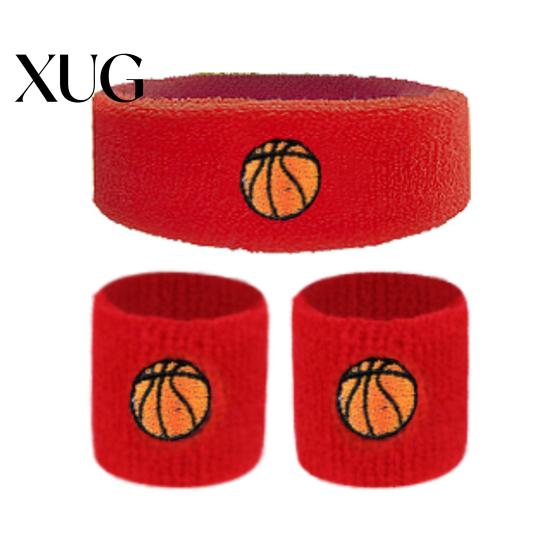 Elastic Sports Wristband 1 Set Kids Headband Ball Embroidery Stretch Breathable High Elasticity Sweat Absorbing Boys Girls Knitted Basketball