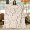 1pc Cherry Blossom Blanket Suitable for All Seasons, Soft Flannel Throw Bedspread with Branch Print, Machine Washable Bedspread for Couch, Sofa, - Coz