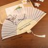 Antique Folding Fan Bamboo Frame Handheld Fan Women Fan Decorative Fan  Cheongsam Matching