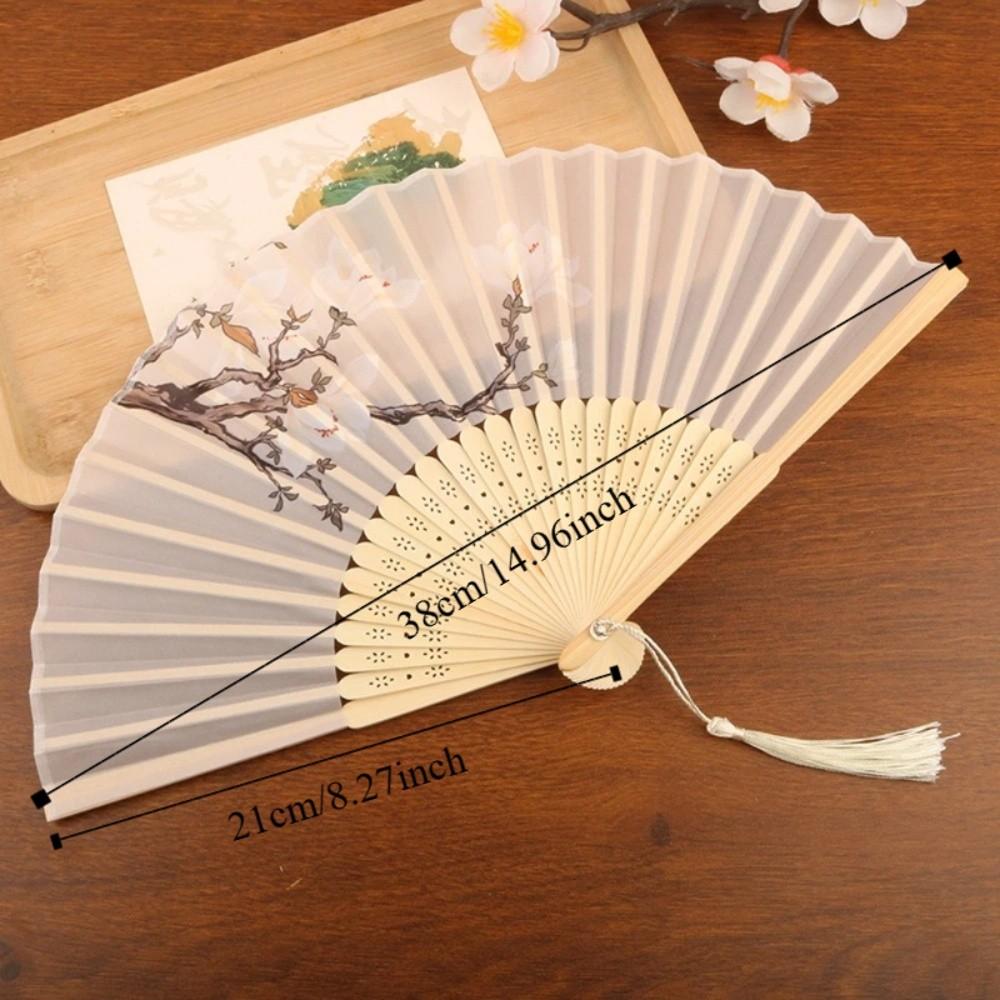 Antique Folding Fan Bamboo Frame Handheld Fan Women Fan Decorative Fan  Cheongsam Matching