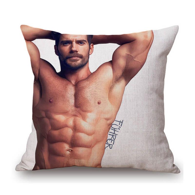 Sexy Handsome Super Star Henry Cavill Muscle Man Fans Gift Cotton Linen Sofa Throw Pillow Case Home Decoration Art Cushion Cover
