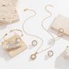 European and American fashion new creative design diamond-studded round pearl earrings, ring, necklace set accessories for women