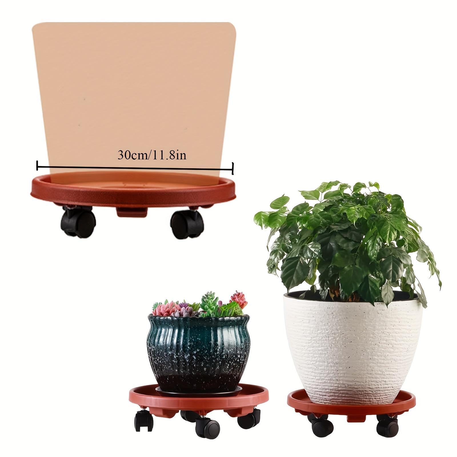 Large Round Plant Caddy with Wheels 30cm Rolling Plant Stands Heavy-duty Plastic Plant Roller Base Pot Movers Flower Pot Stand arancione