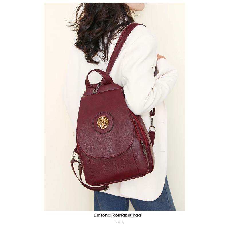 Soft Leather Backpack for Women 2025 New Fashionable Small Backpack Chest Bag Retro Casual Multi-purpose Single Shoulder Bag