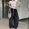 Contrast Color Elastic Waist Wide-leg Pants Women's Spring and Summer Thin New Quick-drying Loose Casual Vertical Straight Yamamoto Pants