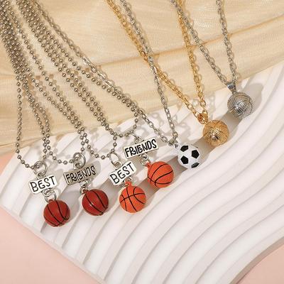 Children's Sports Pendant - Basketball & Football Friendship Necklace