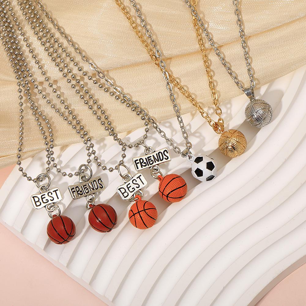 Children's Sports Pendant - Basketball & Football Friendship Necklace