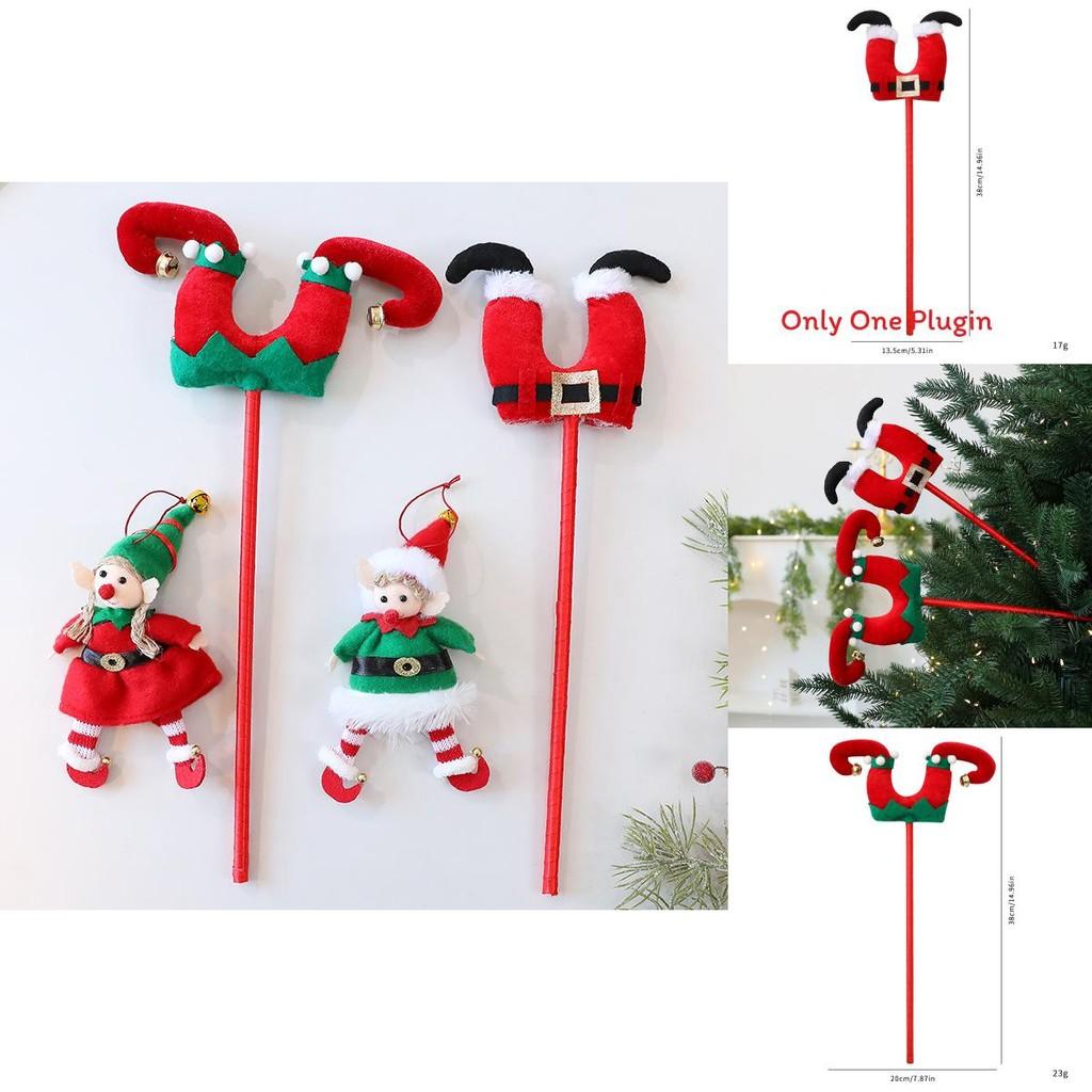 Christmas Elf Leg Santa Claus Plush Figurine With Cartoon Style For Seasonal Tree Decor