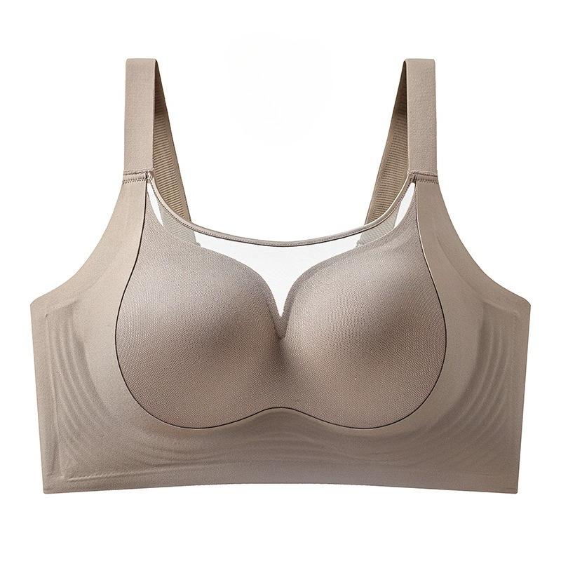 Plus Size Full Cup Bust Minimizer Bra, Thin Wireless Push Up Anti-Sagging Side Support Women's Bra