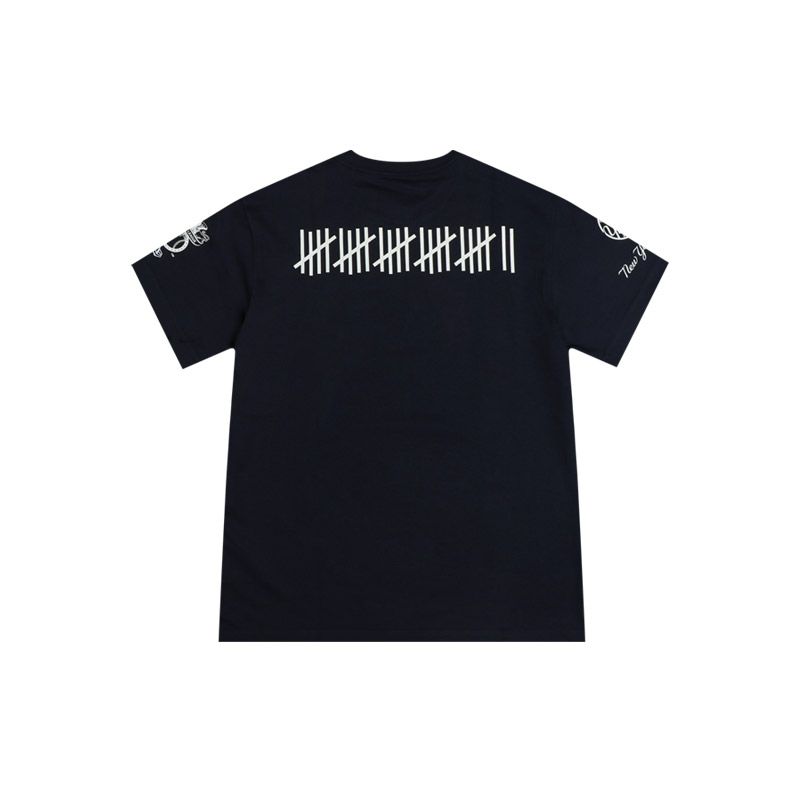 New Era Creative Letter Print T-Shirt Unisex tops Navy-Blue 12360537