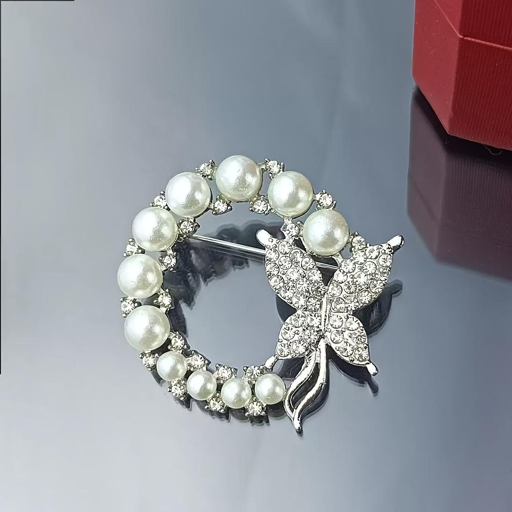 Elegant Butterfly Brooch with Imitation Pearls, High-End Exquisite Corsage Pin for Women, Classic Versatile Clothing Accessory