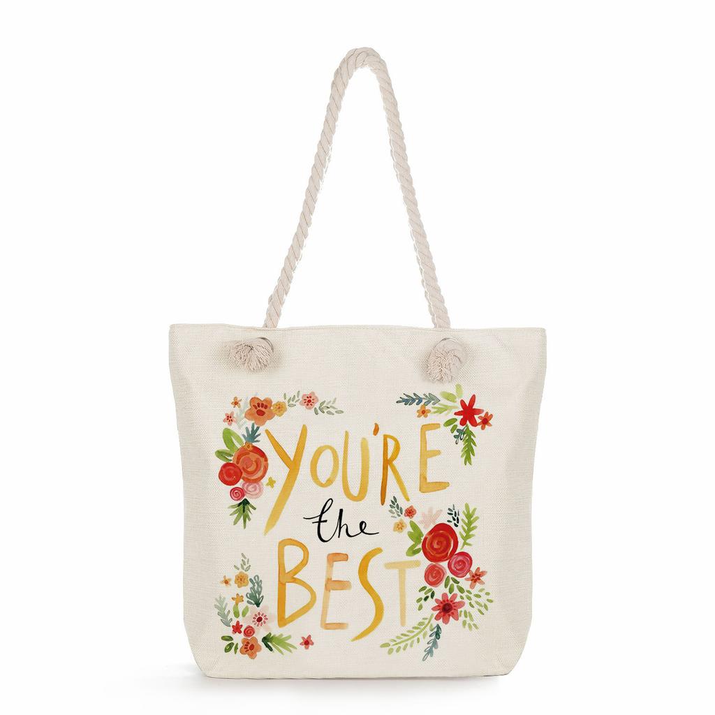 Multifunctional Trendy Letters Printed Thick Rope Shoulder Beach Bag Casual large capacity handbag 7593