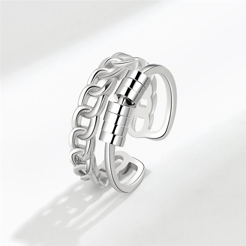 Fidget Spinner Ring Angst für Frauen Kristall Blume Auge Stern Mond Planet Ringe Drehen Anti Stress Verlobung Schmuck