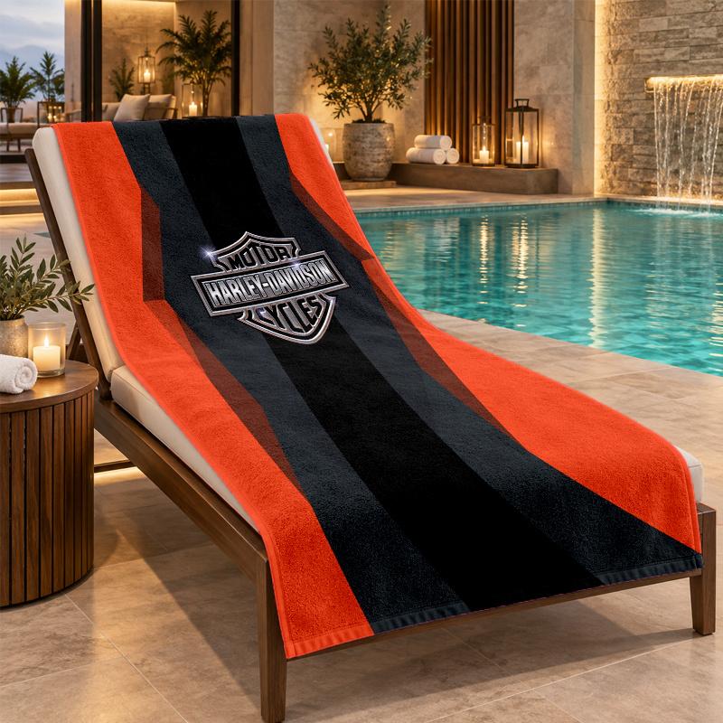 Beach Towel with Harley-Davidson Design, Quick Dry Lightweight Towel for Swimming Pool Travel