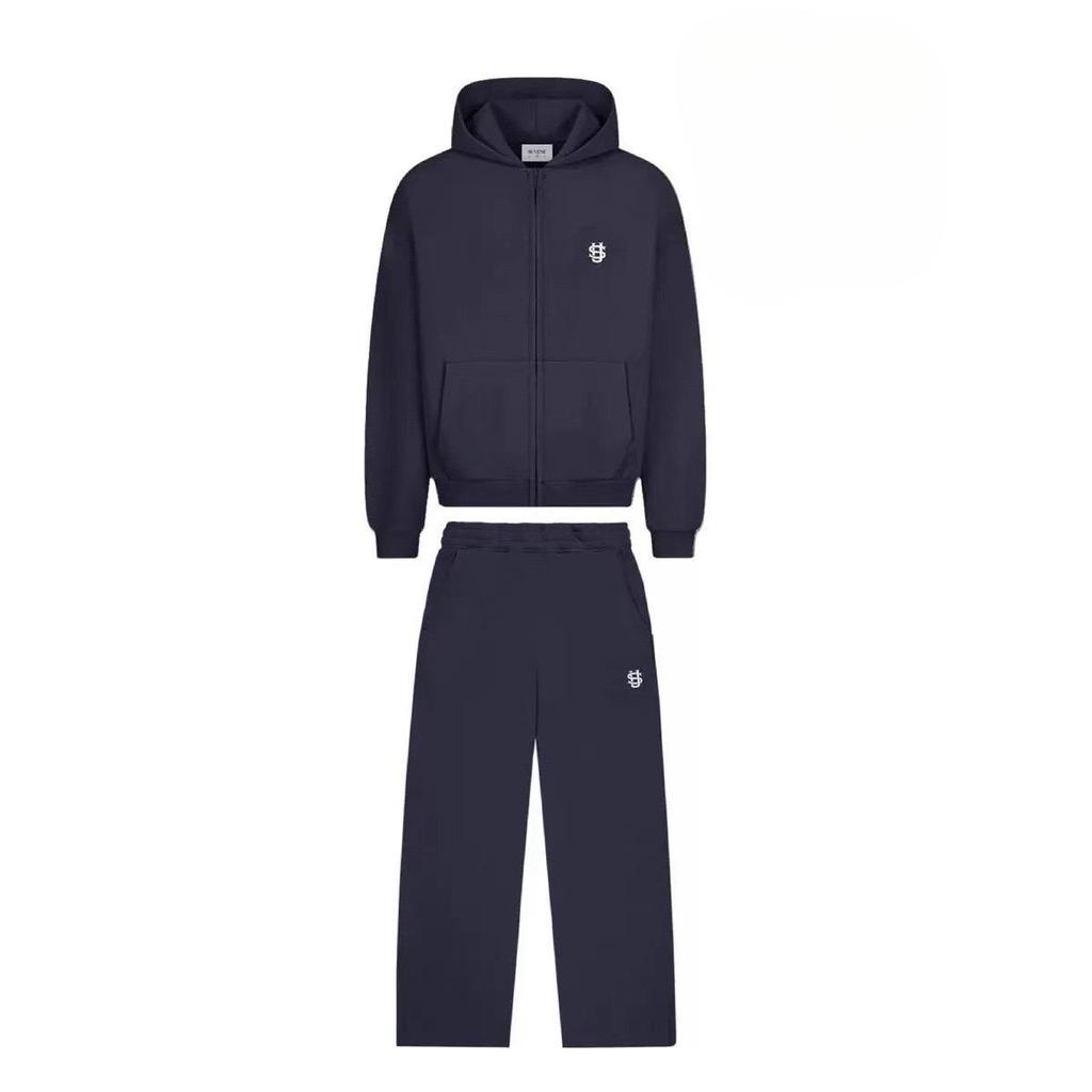 FlowStreet Embroidered Casual Zipper Hoodie Sweatpants Two-piece Set Y2K Clothing Men's Hip-hop Oversized Sweatpants Casual Pants