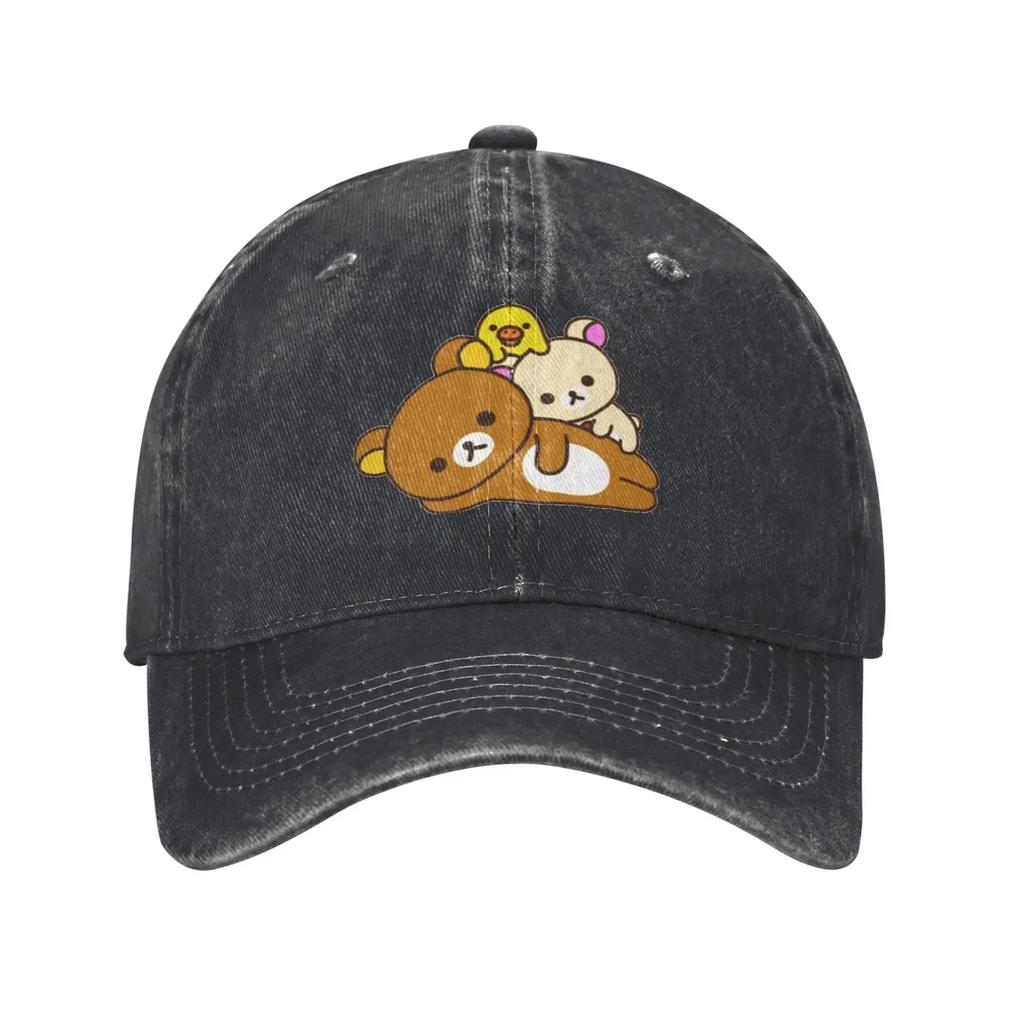 Washed Baseball Cap Rilakkuma Summer Trucker Hat For Women Unisex friends Design Print Outdoor Sport Sun Snapback Cap