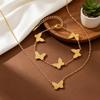 Luxury Titanium Steel Butterfly Necklace & Bracelet Set for Women