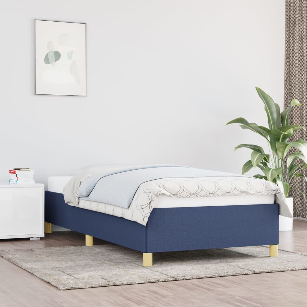 Bed Frame without Mattress Blue 90x200 cm Fabric