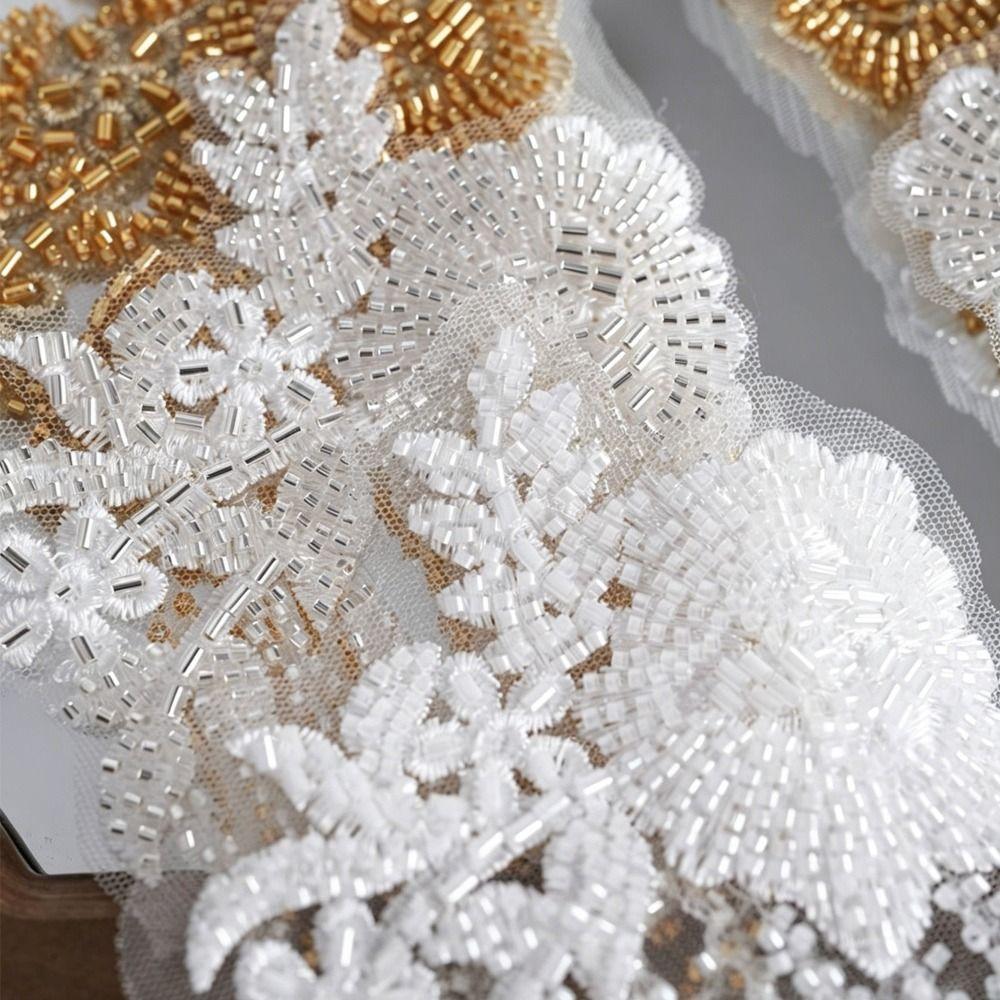 Pearl Embroidery Shoulder Ornaments Diamond Binding Beads Three-Dimensional Bead Embroidery Patch Gold Embroidery Handmade