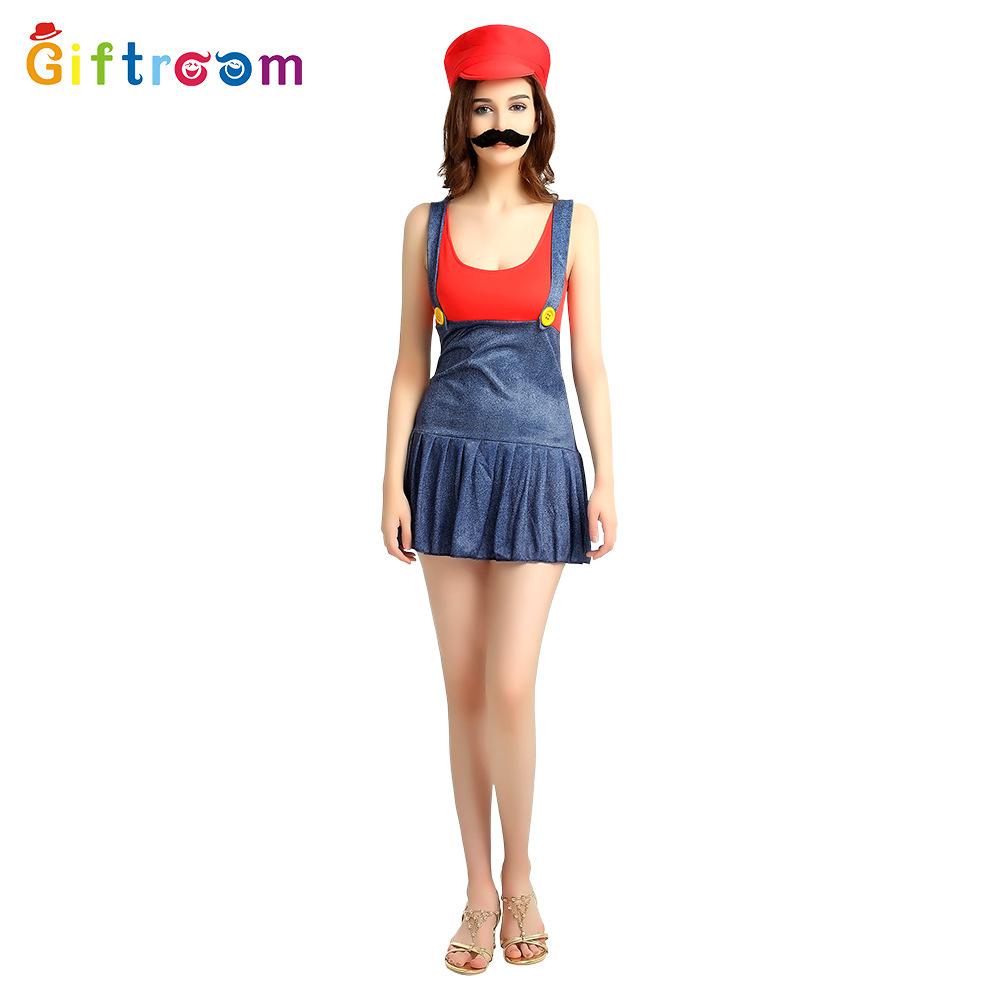 Adult Womens Trendy Mario Dress For Halloween Parties With Unique Fantasy Design