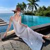 Hollow embroidered white dress female summer French super fairy fairy skirt waist thin holiday