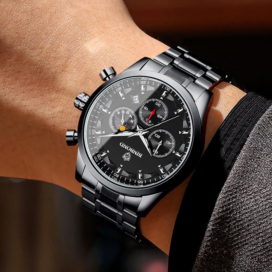 BINBOND Waterproof Chronograph Men's Watch Fashion Reloj Luxury Sports Precise Quartz Wristwatch For Men Durable Luminous