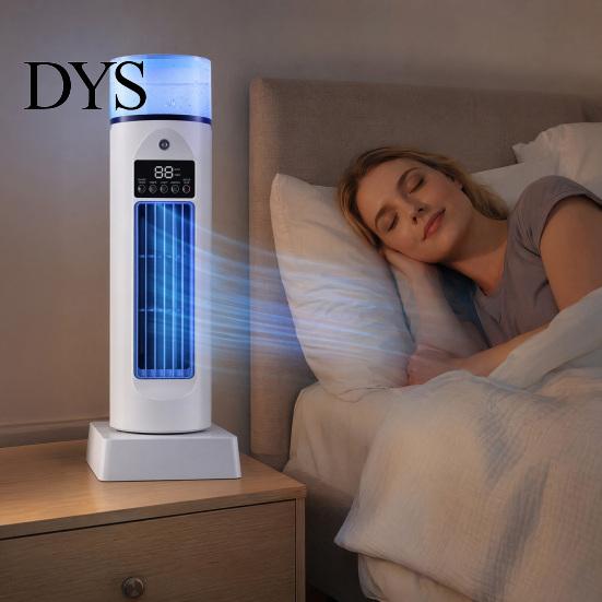 Plug-and-Play USB Fan Tower Cooling Fan, 6 Speed Bladeless Air Cooler & Humidifier with Versatile Powered Remote Water Tank, Quiet Desktop Mist