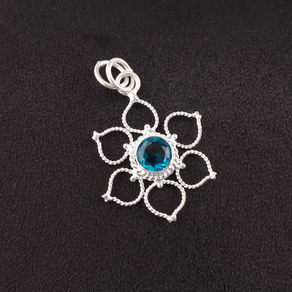 Friendship Day Sale Throat Chakra Natural Apatite 925 Silver Mother Gift Pendant PP-18-12