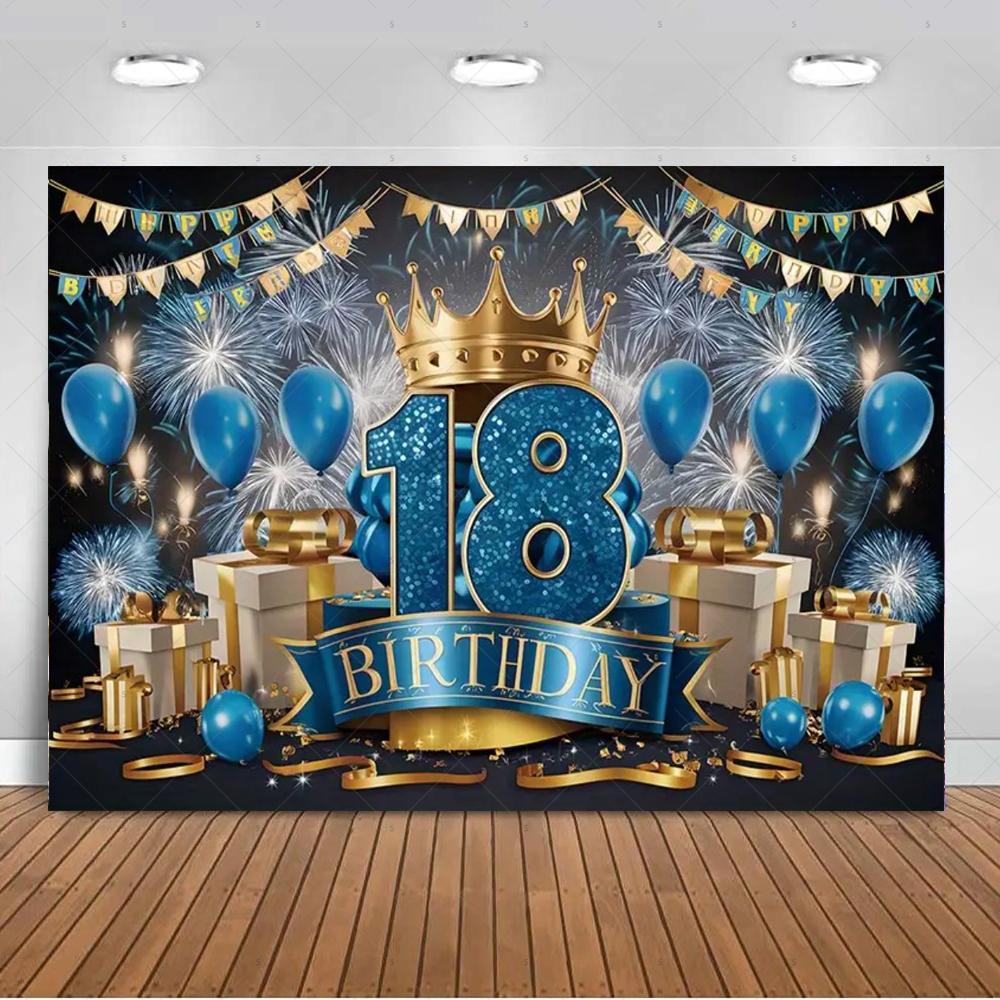 18th  Birthday Partys Decoration Backgound Black Gold Glitter Balloon Banner Women Men Boys Girls Bar Mitzvah Photography Props