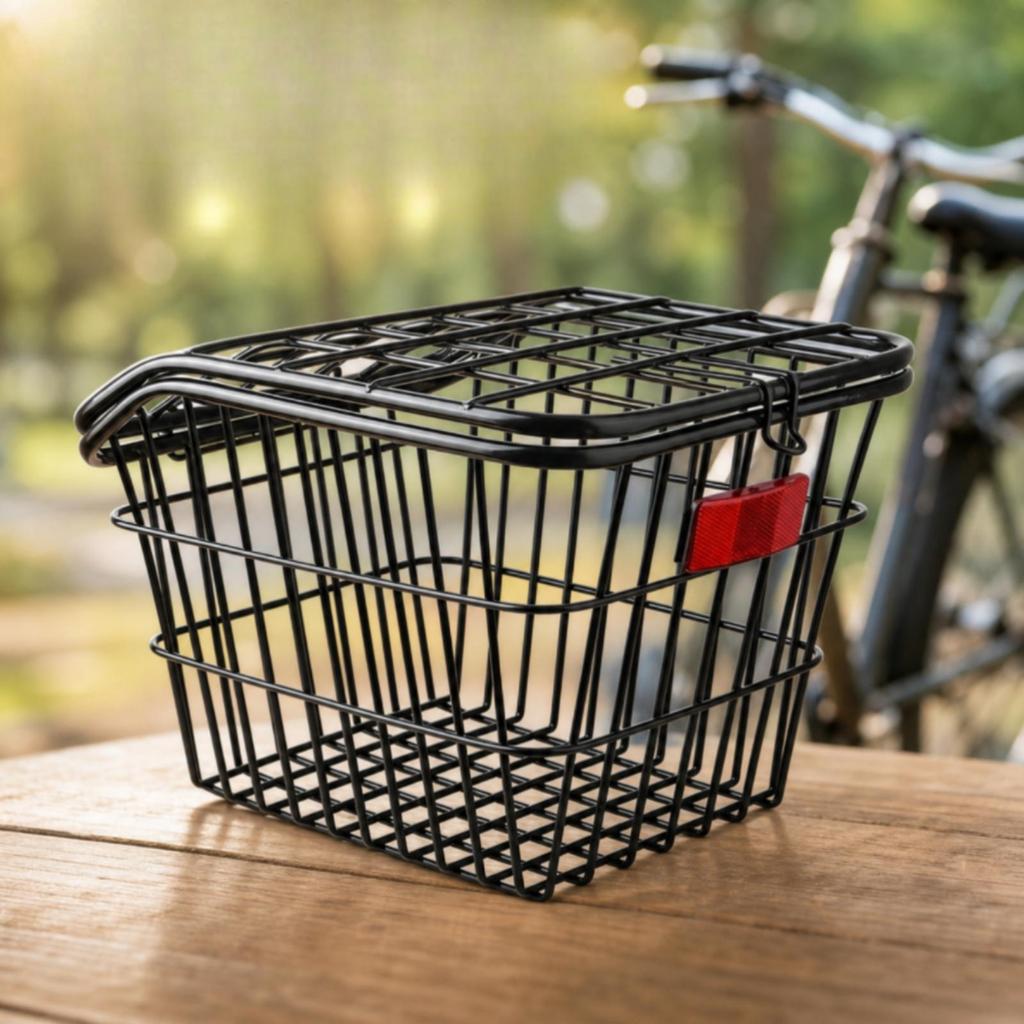 Bike Rear Rack with Basket Long-Lasting for Grocery Shopping, Commuters