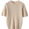 Early Autumn Women's Cashmere Short Sleeve Loose Cable Knit Sweater