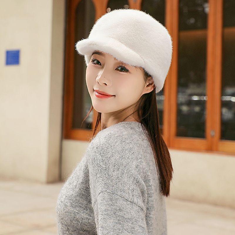 Unisex Plush Mink Fur-Look Baseball Cap with Ear Protection for Autumn/Winter