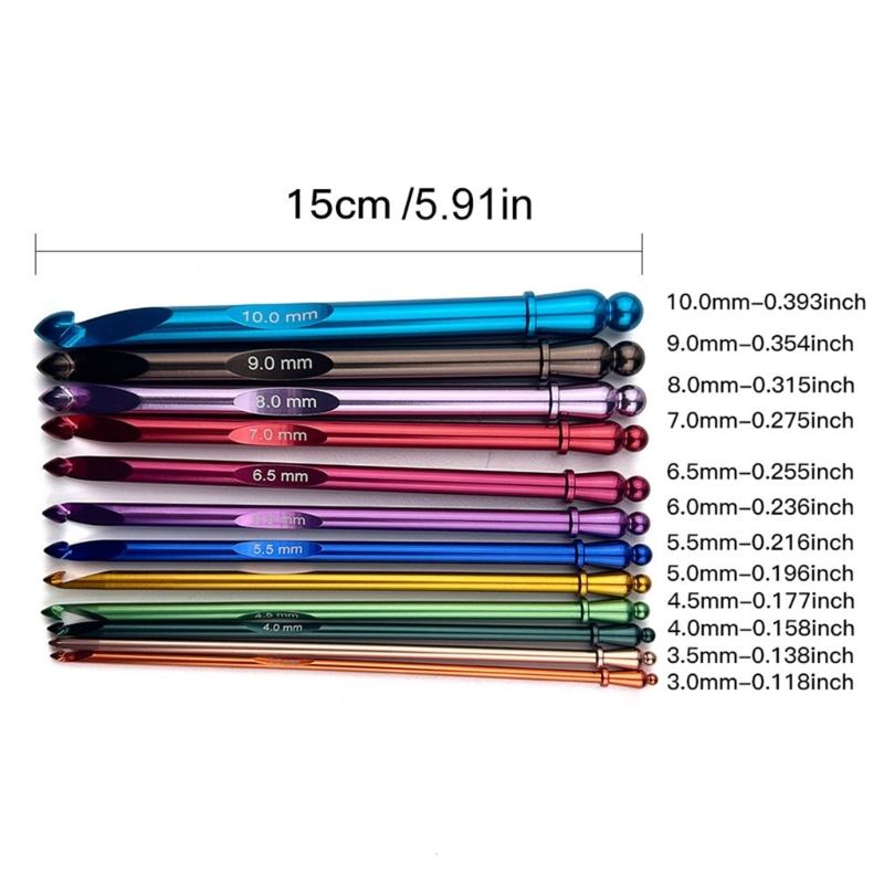 12 Pcs Crochet Hook Set 3.0mm-10.0mm Crochet Needle Ergonomical Crochet Needle with Case Knitting Needle for Craft