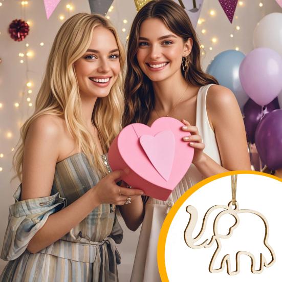 5 Pcs Wooden Christmas Ornaments Sister Hood Elephant Dog Bee Ornament for Xmas Tree Friendship Gifts for Women Best Friends