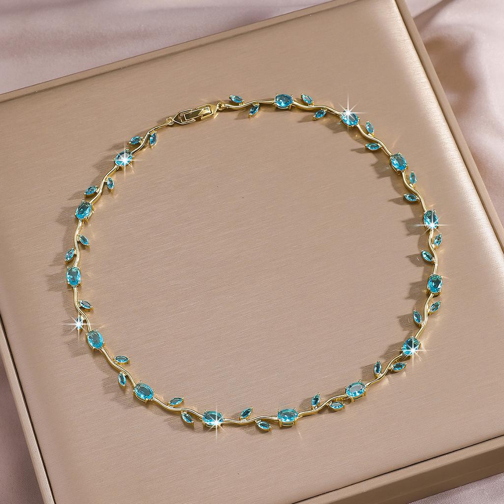 Luxury Gold-Plated Copper Zircon Leaf Bracelet, High Quality Jewelry