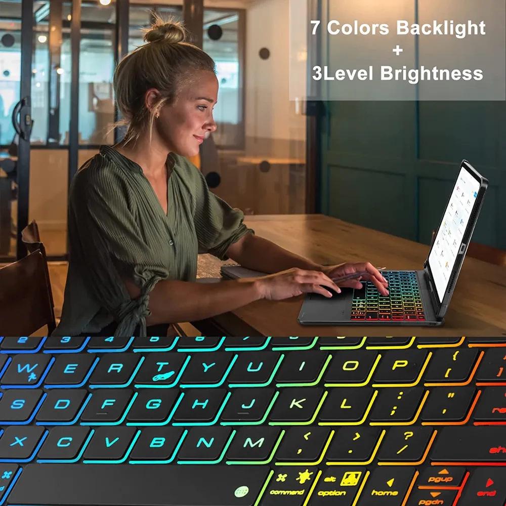 Backlit Bluetooth Keyboard Protective Case for Redmi Pad 2 Pro SE11 Xiaomi 8 Tablet - Spanish Layout