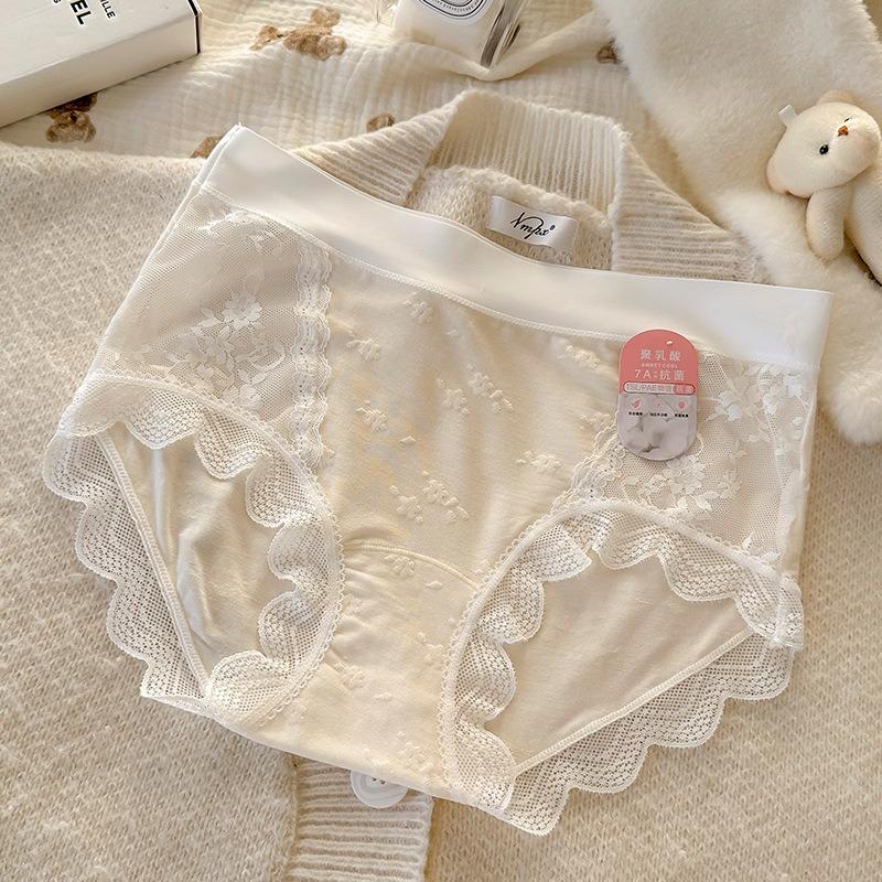 Women S Mid Waist Lace Modal Underwear 7a Antibacterial Plus Size Panties