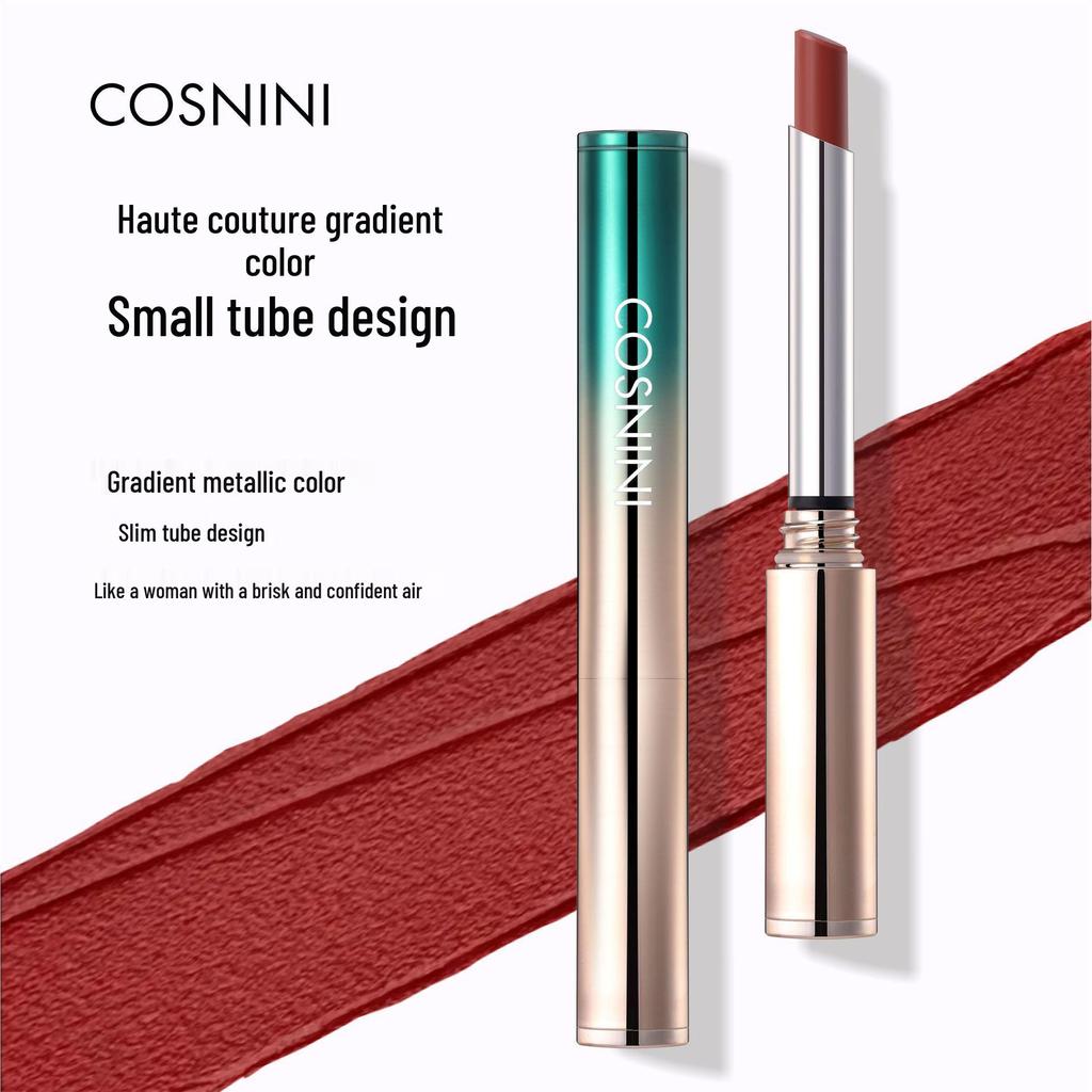 COSNINI Dlouhotrvající voděodolná rtěnka v odstínu skořicového mléčného čaje - Nelepivý, odolný proti blednutí lesk v úzké tubě.