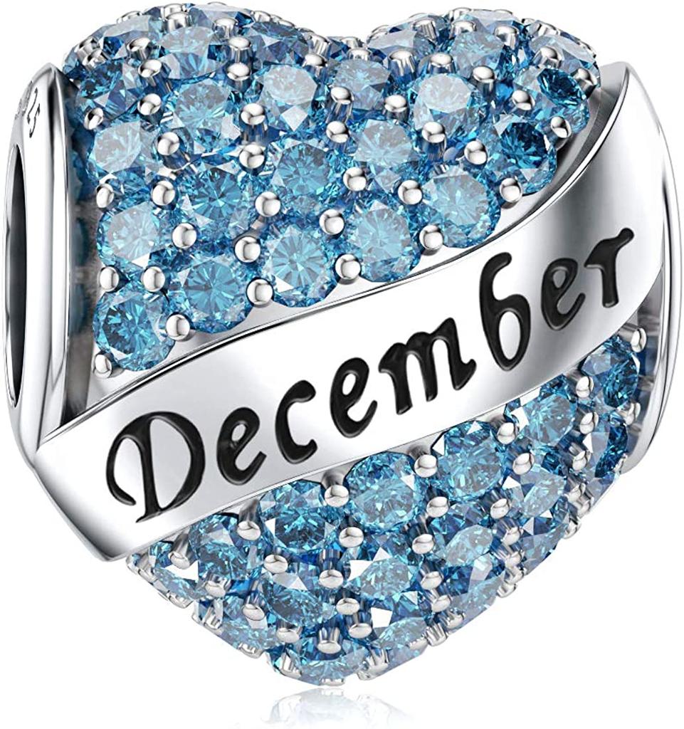 Authentic Copper Plated Twelve Month Birthstone Heart Eternity Decorative Charms Beads Pendant Charm Fit Original Fashion Bracelet For Women Jewelry