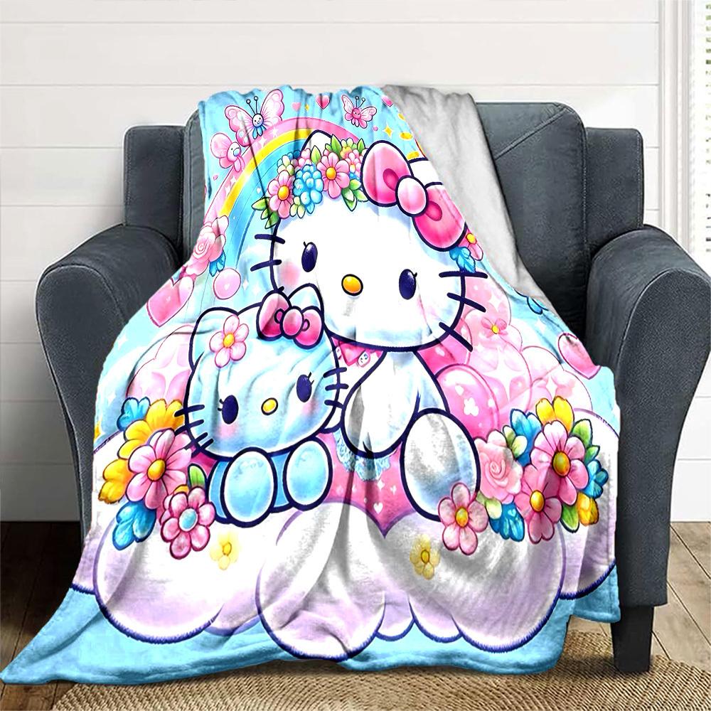 1pc Hello Kitty Blanket Lightweight Flannel Throw for Sofa Bed Travel Camping Livingroom Office Couch Chair