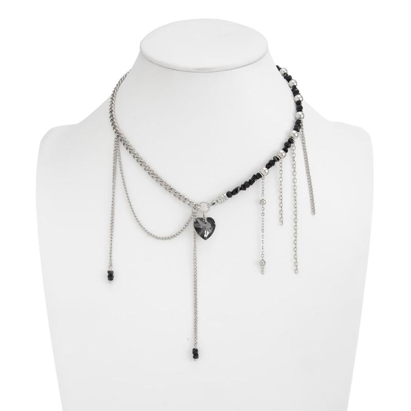 Lightweight Acrylic Bead Necklace Featuring Elegant Heart Tassels Design Ideal For Sensitive Skin All Day Use Parties