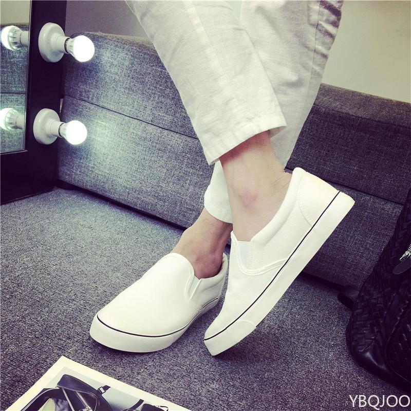 Spring and Autumn Fashion New Large Casual White Canvas Men's Shoes Casual and Comfortable Solid Color One Foot Flat Men's Shoes
