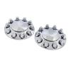 Pair of Chrome Front Axle Cover Set Glossy Wheel Hub Caps with 33mm Lug Nut Covers for Trucks Trailers Vehicles