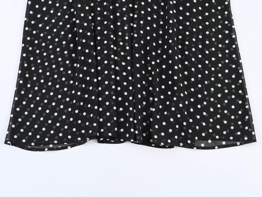 Summer European and American women's clothing vacation style polka dot suspender dress
