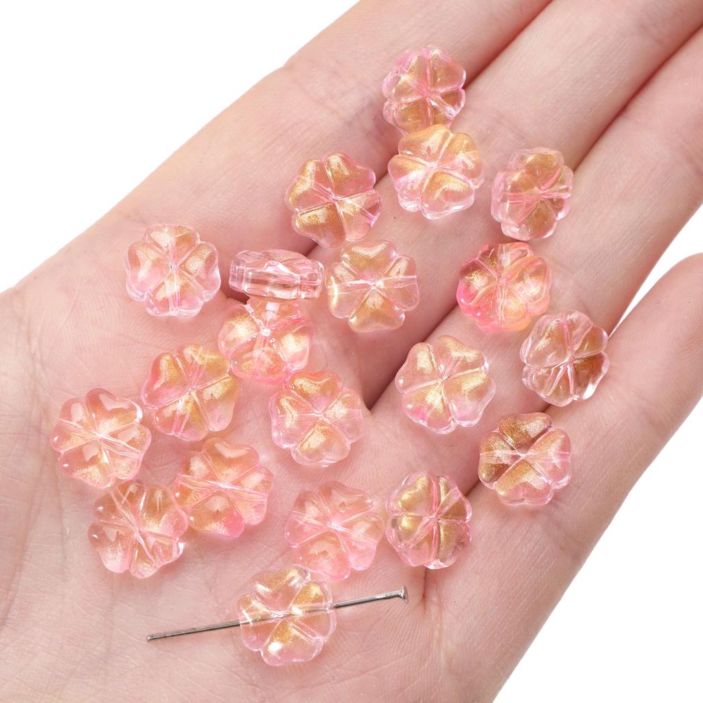 20 adet/torba 10mm cam çiçek boncuk Charm ara parça boncuk küpe kolye DIY takı yapımı