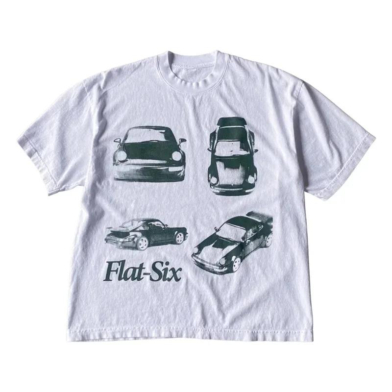 2024 Summer Cherry Pattern Print Washed Round Neck T-shirt Gothic Classic Y2K Plus Size Women's T-shirt Oversized Cotton T-shirt