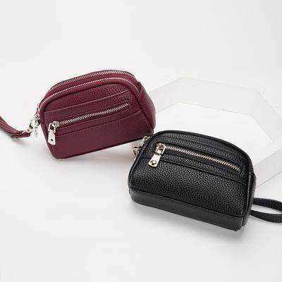 Damska Retro Mini Portmonetka - Ręczna Portfel z Podwójnym Zamkiem Vintage Styl Wielofunkcyjny Uchwyt na Karty i Kompaktowa Kopertówka