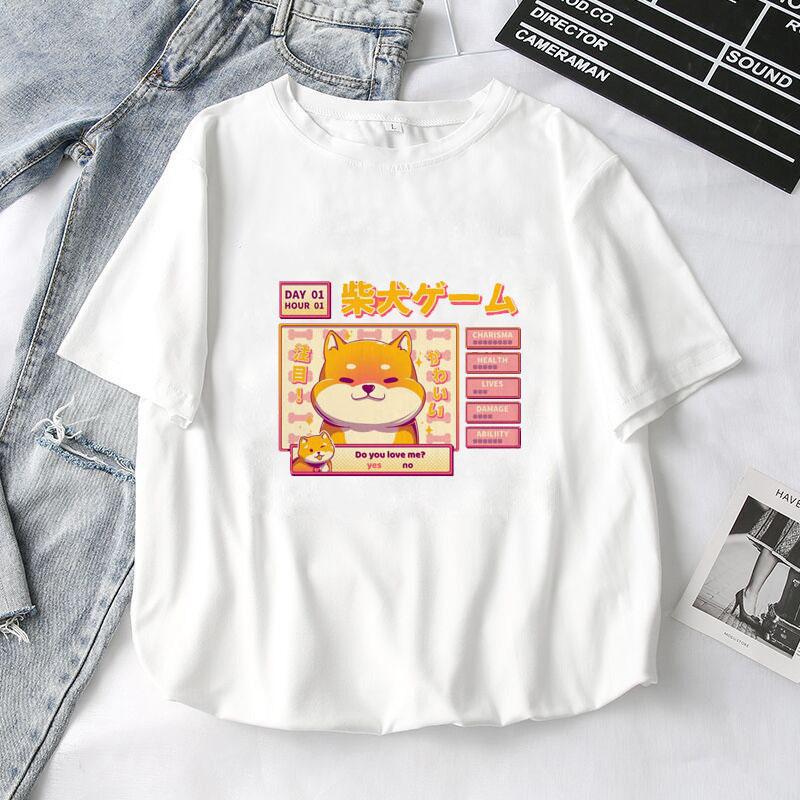 Summer Beautiful Women T-Shirts Harajuku Short-Sleeved T-Shirt Female Cute Dog Print Korean Casual Wear Ladies Clothes Tops