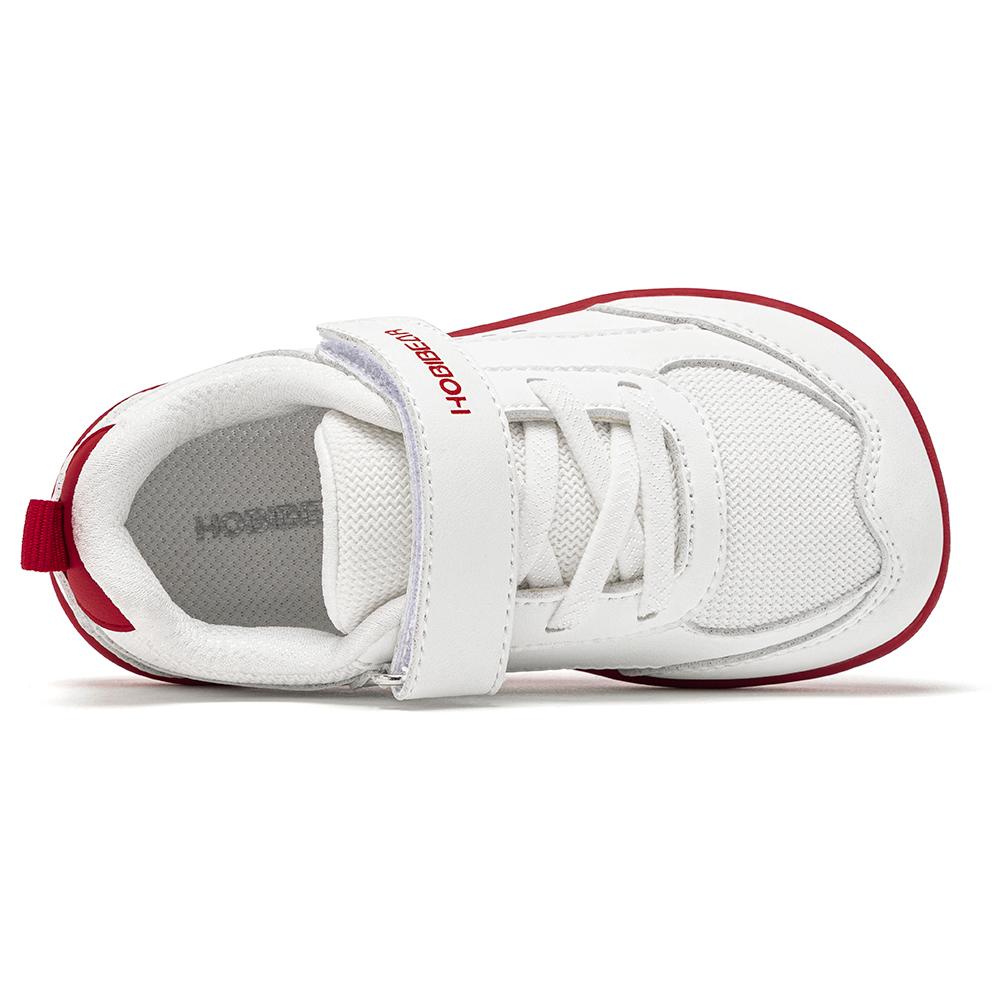HOBIBEAR Kids Toddler Wide Toe Shoes Barefoot Hook Loop Sneakers Zero Drop Artificial Leather Mesh Non-Slip Shoes